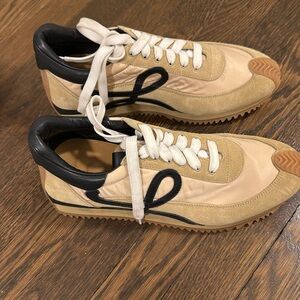 Loewe Authentic Black & Tan Suede Tennis Shoes 39